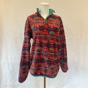 Southern Marsh Teal and Coral Patterned Fleece Pullover
